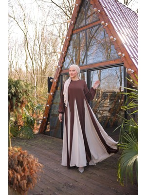 Nissra Ankanoor Acı Kahve Üçgen Garnili Elbise ANKA255080