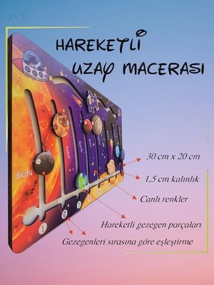 Emdief Home Hareketli Gezegenler Uzay Macerası Ahşap Oyuncak Eğitici ve Eğlenceli Oyuncak