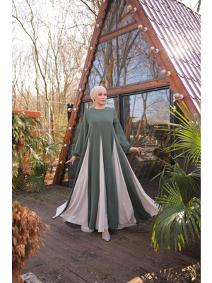 Nissra Ankanoor Haki Üçgen Garnili Elbise ANKA255080