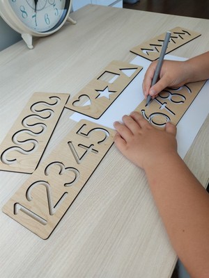 Emdief Home Sayı ve Şekil Ahşap Çizgi Çalışması