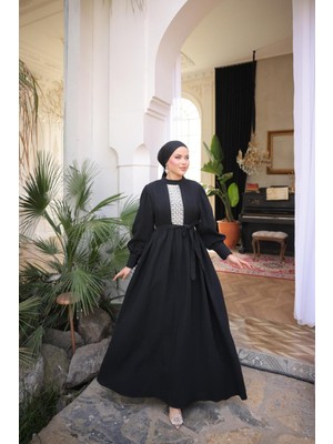 Nissra Ankanoor Dantel ve Nervürlü Müslin Elbise ANKA255087