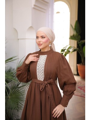 Nissra Ankanoor Dantel ve Nervürlü Müslin Elbise ANKA255087