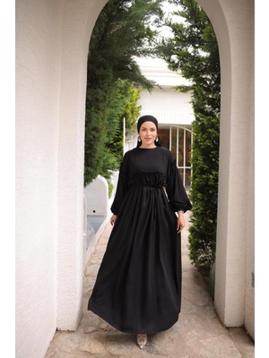 Nissra Ankanoor Robalı Büzgülü Oversize Elbise ANKA255093