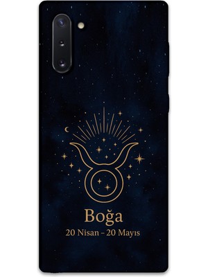 Gramaphone Galaxy Note 10 Uyumlu Boğa Burcu Desenli Telefon Kılıfı + Ekran Koruyucu - 5769