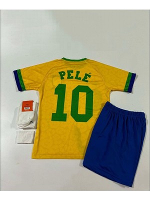 FRAGOLA Brezilya Özel Tasarım Efsane Pele Özel Konsept Çocuk Forması 4'lü Set