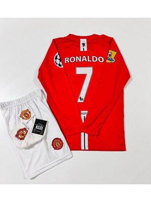 FRAGOLA M.unitedd Moskova 2008 Sezonu Cristiano Ronaldouzun Kol Çocuk Forması 4'lü Set (Armalı)
