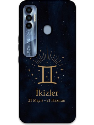 Gramaphone Tecno Spark 7 Pro Uyumlu Ikizler Burcu Desenli Telefon Kılıfı + Ekran Koruyucu - 5770