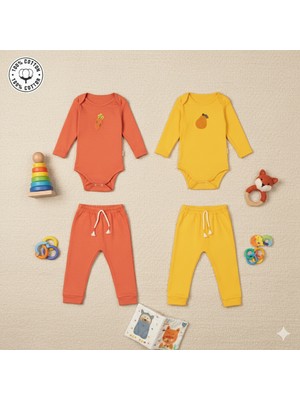 Kiddy Boo 2 Li Premium Set %100 Pamuk 0-3 Ay/24-36 Ay (3 Yaş)Arası Zıbın Çıtçıtlı Body ve Pantolon Takımı Unisex Kız Erkek Bebek Veçocuk2
