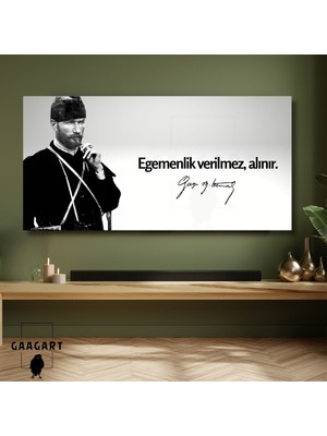 Gaagart Panoramik Kanvas Makam Panosu Siyah Beyaz Atatürk Egemenlik Verilmez, Alınır.