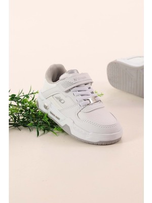 Ayakcity Unisex Kız Erkek Çocuk Cırtlı Basket 4 Mevsim Günlük Spor - Beyaz - 30