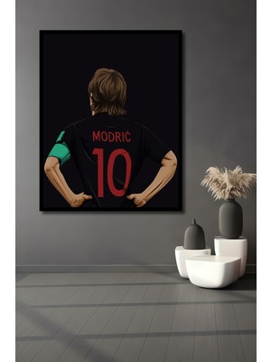 Teona Ahşap Çerçeve Görünümlü Dekoratif Ahşap Mdf Tablo Luka Modric Futbol Sanatı Dikdörtgen Tablo