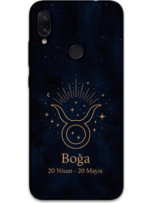 Gramaphone Xiaomi Redmi Note 7 Uyumlu Boğa Burcu Desenli Telefon Kılıfı + Ekran Koruyucu - 5769