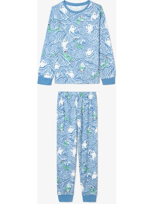 Penti Açık Mavi Erkek Çocuk Mountain Canavar Desenli Pijama Takımı