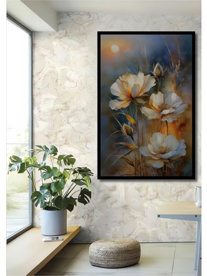 Teona Ahşap Çerçeve Görünümlü Büyüleyici Zarif Çiçekler Dekoratif Ahşap Mdf Tablo Dikdörtgen Tablo