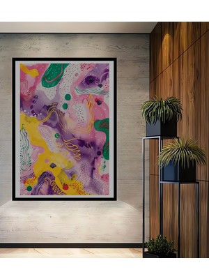 Teona Ahşap Çerçeve Görünümlü Renkli Dalgaların Rüyası Dekoratif Ahşap Mdf Tablo Dikdörtgen Tablo