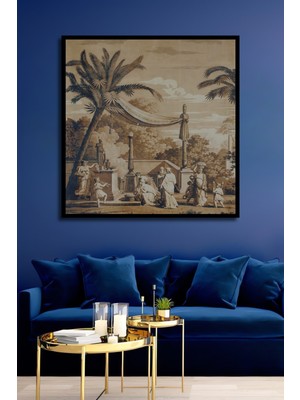 Teona Ahşap Çerçeve Görünümlü Tropikal Cennet Sahnesi Dekoratif Ahşap Mdf Tablo Dikdörtgen Tablo