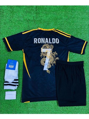 FRAGOLA Cristiano Ronaldo Özel Dragon Tasarımlı R,e,a,l, M,a,d,r,i,d, Çocuk Forması 4'lü Set