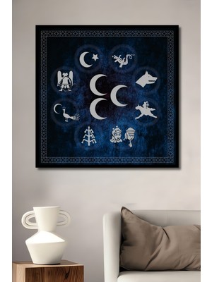 Teona Ahşap Çerçeve Görünümlü Ayyıldız Türk Sembolleri Ahşap Mdf Dekoratif Tablo Dikdörtgen Tablo