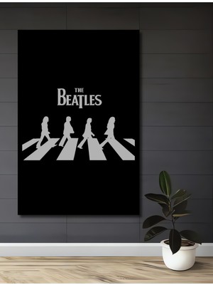 Teona Ahşap Çerçeve Görünümlü The Beatles Abbey Road Ahşap Mdf Dekoratif Tablo Dikdörtgen Tablo