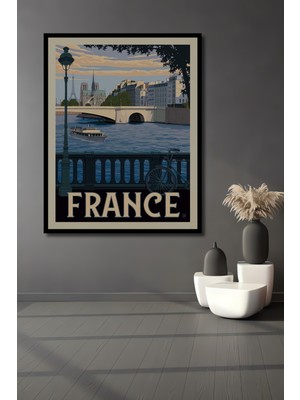 Teona Ahşap Çerçeve Görünümlü Eyfel Kulesi Manzaralı Dekoratif Ahşap Mdf Tablo Dikdörtgen Tablo