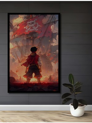 Teona Ahşap Çerçeve Görünümlü One Piece Macera Rüzgarı Ahşap Mdf Dekoratif Tablo Dikdörtgen Tablo