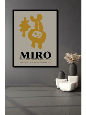 Teona Ahşap Çerçeve Görünümlü Joan Miró Stilize Sanat Dekoratif Ahşap Mdf Tablo Dikdörtgen Tablo