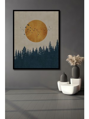 Teona Ahşap Çerçeve Görünümlü Güneşin Altında Kuşlar Ahşap Mdf Dekoratif Tablo Dikdörtgen Tablo