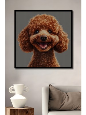 Teona Ahşap Çerçeve Görünümlü Neşeli Kahverengi Köpek Ahşap Mdf Dekoratif Tablo Dikdörtgen Tablo