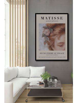 Teona Ahşap Çerçeve Görünümlü Matisse Genç Kadın Yüzü Ahşap Mdf Dekoratif Tablo Dikdörtgen Tablo
