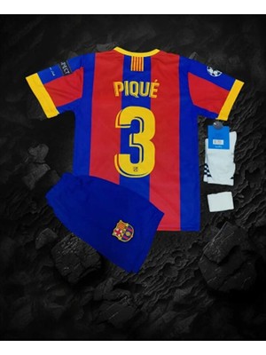 FRAGOLA F.c B.a.r.c.e.l.o.n.a 2011 Sampiyonlar Ligi Finali Gerard Pique Nostalji Çocuk Forması 4'lü Set