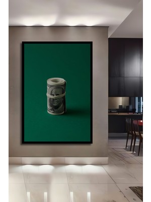 Teona Ahşap Çerçeve Görünümlü Benjamin Franklin Para Ahşap Mdf Dekoratif Tablo Dikdörtgen Tablo