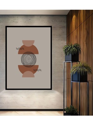 Teona Ahşap Çerçeve Görünümlü Soyut Sanat Dairesel Ahşap Mdf Dekoratif Ev Duvar Tablo Dikdörtgen Ev Duvar Tablo