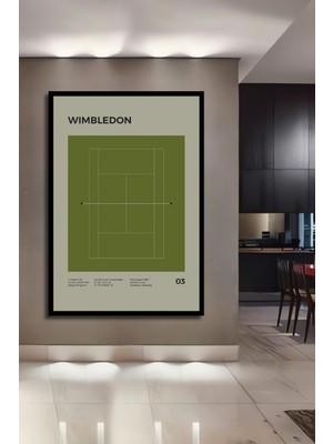 Teona Ahşap Çerçeve Görünümlü Wimbledon Tenis Kortu Ahşap Mdf Dekoratif Ev Duvar Tablo Dikdörtgen Ev Duvar Tablo