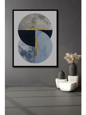 Teona Ahşap Çerçeve Görünümlü Geometrik Soyut Sanat Dekoratif Ahşap Mdf Ev Duvar Tablo Dikdörtgen Ev Duvar Tablo