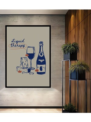 Teona Ahşap Çerçeve Görünümlü Şarap ve Peynir Keyfi Dekoratif Ahşap Mdf Ev Duvar Tablo Dikdörtgen Ev Duvar Tablo