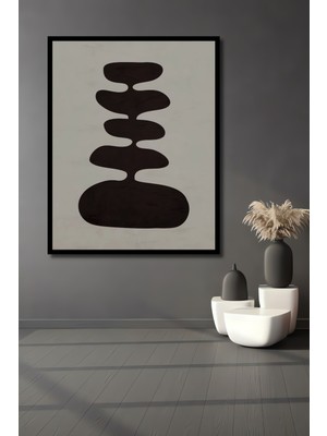 Teona Ahşap Çerçeve Görünümlü Minimalist Soyut Sanat Dekoratif Ahşap Mdf Tablo Dikdörtgen Tablo