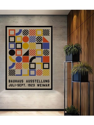 Teona Ahşap Çerçeve Görünümlü Bauhaus Soyut Sanat Dekoratif Ahşap Mdf Ev Duvar Tablo Dikdörtgen Ev Duvar Tablo