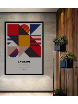 Teona Ahşap Çerçeve Görünümlü Bauhaus Sanat Deseni Dekoratif Ahşap Mdf Ev Duvar Tablo Dikdörtgen Ev Duvar Tablo
