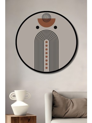 Teona Ahşap Çerçeve Görünümlü Soyut Sanat Geometrik Ahşap Mdf Dekoratif Ev Duvar Tablo Yuvarlak Ev Duvar Tablo