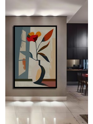 Teona Ahşap Çerçeve Görünümlü Modern Çiçek Desenli Dekoratif Ahşap Mdf Ev Duvar Tablo Dikdörtgen Ev Duvar Tablo
