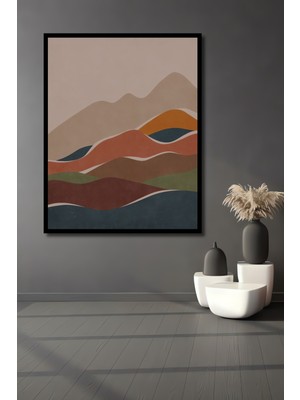 Teona Ahşap Çerçeve Görünümlü Renkli Dağ Manzarası Dekoratif Ahşap Mdf Ev Duvar Tablo Dikdörtgen Ev Duvar Tablo