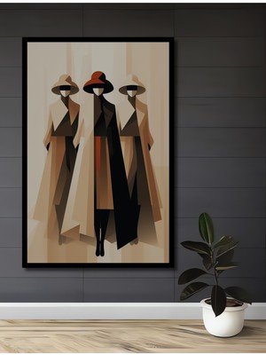 Teona Ahşap Çerçeve Görünümlü Modüler Moda Ikonları Dekoratif Ahşap Mdf Ev Duvar Tablo Dikdörtgen Ev Duvar Tablo