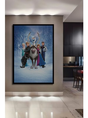 Teona Ahşap Çerçeve Görünümlü Frozen Karlar Ülkesi Dekoratif Ahşap Mdf Ev Duvar Tablo Dikdörtgen Ev Duvar Tablo