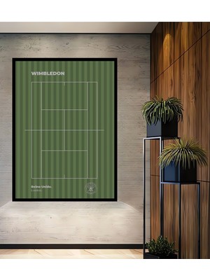 Teona Ahşap Çerçeve Görünümlü Wimbledon Tenis Kortu Dekoratif Ahşap Mdf Ev Duvar Tablo Dikdörtgen Ev Duvar Tablo