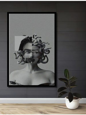 Teona Ahşap Çerçeve Görünümlü Medusa Marilyn Monroe Ahşap Mdf Dekoratif Ev Duvar Tablo Dikdörtgen Ev Duvar Tablo