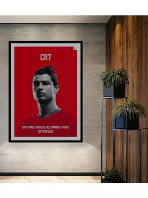 Teona Ahşap Çerçeve Görünümlü Cr7 Cristiano Ronaldo Ahşap Mdf Dekoratif Ev Duvar Tablo Dikdörtgen Ev Duvar Tablo