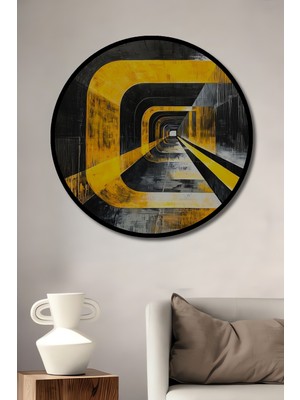 Teona Ahşap Çerçeve Görünümlü Modern Geometrik Soyut Ahşap Mdf Dekoratif Ev Duvar Tablo Yuvarlak Ev Duvar Tablo