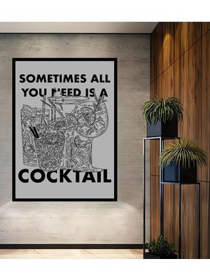 Teona Ahşap Çerçeve Görünümlü Her Şey Bir Kokteyl Ahşap Mdf Dekoratif Ev Duvar Tablo Dikdörtgen Ev Duvar Tablo