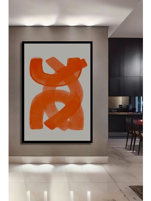 Teona Ahşap Çerçeve Görünümlü Soyut Sanat Turuncu Ahşap Mdf Dekoratif Ev Duvar Tablo Dikdörtgen Ev Duvar Tablo