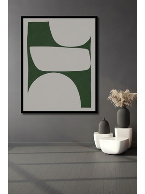 Teona Ahşap Çerçeve Görünümlü Soyut Yeşil Formlar Dekoratif Ahşap Mdf Ev Duvar Tablo Dikdörtgen Ev Duvar Tablo